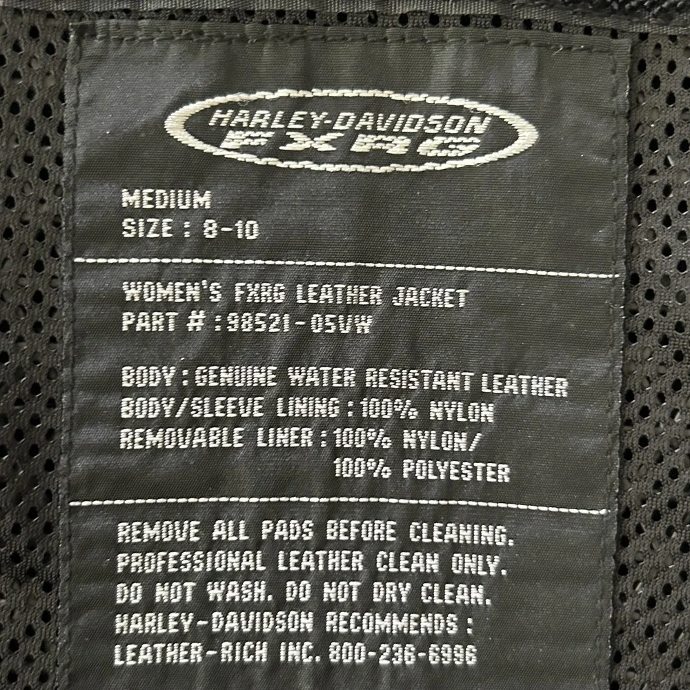 Harley Davidson FXRG Jacket Womens Medium Black Leather Motorcycle Armored‎